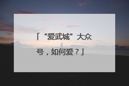 “爱武城”大众号，如何爱？