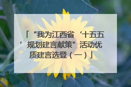 “我为江西省‘十五五’规划建言献策”活动优质建言选登（一）