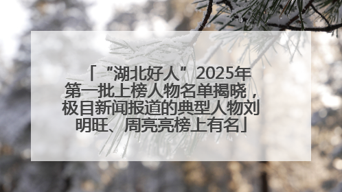 “湖北好人”2025年第一批上榜人物名单揭晓，极目新闻报道的典型人物刘明旺、周亮亮榜上有名