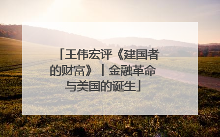 王伟宏评《建国者的财富》︱金融革命与美国的诞生