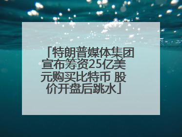 特朗普媒体集团宣布筹资25亿美元购买比特币 股价开盘后跳水