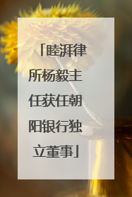 睦湃律所杨毅主任获任朝阳银行独立董事