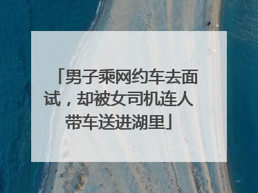 男子乘网约车去面试，却被女司机连人带车送进湖里