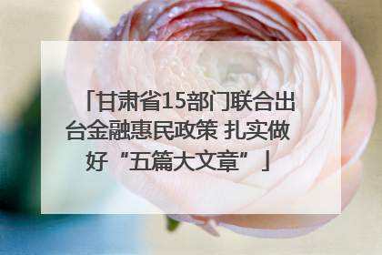 甘肃省15部门联合出台金融惠民政策 扎实做好“五篇大文章”