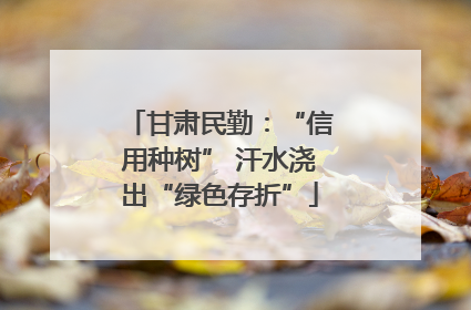 甘肃民勤：“信用种树” 汗水浇出“绿色存折”