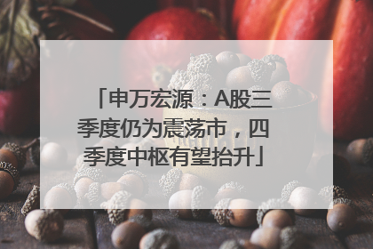 申万宏源：A股三季度仍为震荡市，四季度中枢有望抬升
