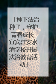 种下法治种子，守护青春成长 宜宾江安水清学校开展法治教育活动
