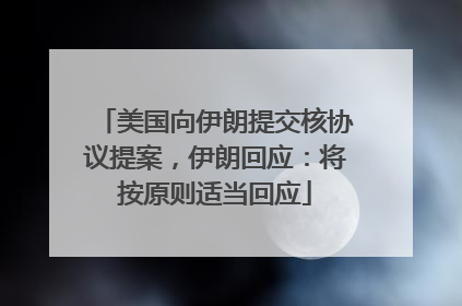 美国向伊朗提交核协议提案，伊朗回应：将按原则适当回应
