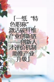 一纸“特色职称”，激活碳纤维产业创新链——创新人才评价机制 助推产业升级