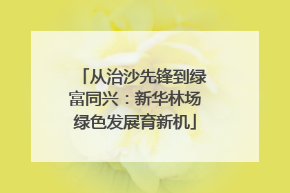 从治沙先锋到绿富同兴：新华林场绿色发展育新机