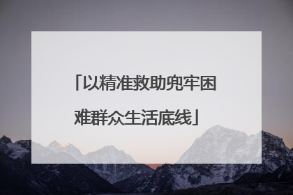 以精准救助兜牢困难群众生活底线