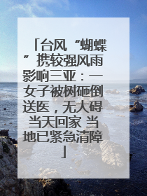 台风“蝴蝶”携较强风雨影响三亚：一女子被树砸倒送医，无大碍当天回家 当地已紧急清障