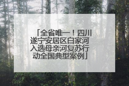 全省唯一！四川遂宁安居区白家河入选母亲河复苏行动全国典型案例