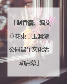 制香囊、编艾草花束，玉渊潭公园端午文化活动启幕