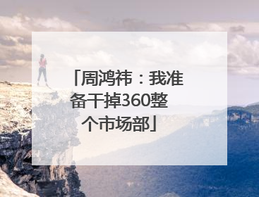 周鸿祎：我准备干掉360整个市场部