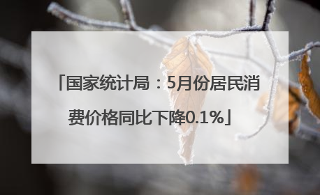 国家统计局：5月份居民消费价格同比下降0.1%