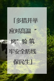 多措并举应对高温“烤”验 筑牢安全防线保民生