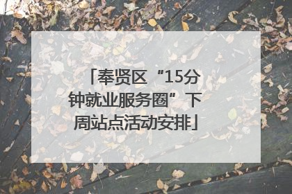 奉贤区“15分钟就业服务圈”下周站点活动安排