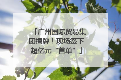 广州国际贸易集团揭牌！现场签下超亿元“首单”