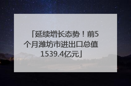 延续增长态势！前5个月潍坊市进出口总值1539.4亿元