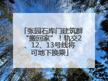 张园石库门建筑群“搬回家”！轨交2、12、13号线将可地下换乘
