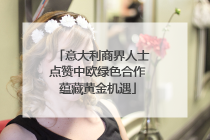 意大利商界人士点赞中欧绿色合作蕴藏黄金机遇