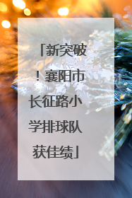 新突破！襄阳市长征路小学排球队获佳绩