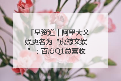 早资道｜阿里大文娱更名为“虎鲸文娱”；百度Q1总营收325亿元超预期