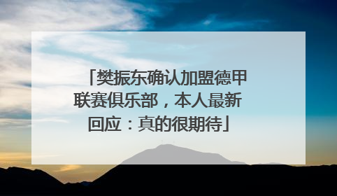 樊振东确认加盟德甲联赛俱乐部，本人最新回应：真的很期待