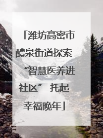 潍坊高密市醴泉街道探索“智慧医养进社区” 托起幸福晚年