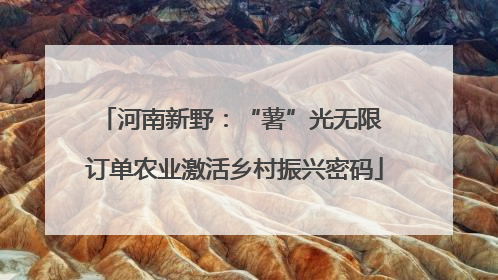 河南新野：“薯”光无限 订单农业激活乡村振兴密码