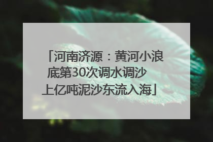 河南济源：黄河小浪底第30次调水调沙 上亿吨泥沙东流入海