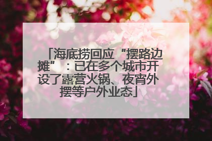 海底捞回应“摆路边摊”：已在多个城市开设了露营火锅、夜宵外摆等户外业态
