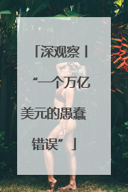深观察丨“一个万亿美元的愚蠢错误”