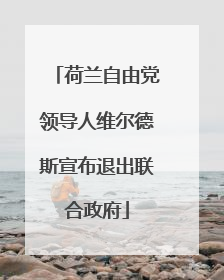荷兰自由党领导人维尔德斯宣布退出联合政府