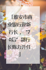 雅安市商业银行迎新行长，“70后”副行长陈力升任