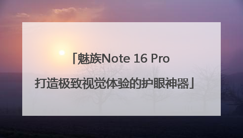 魅族Note 16 Pro打造极致视觉体验的护眼神器