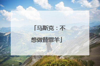 马斯克：不想做替罪羊