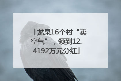 龙泉16个村“卖空气”，领到12.4192万元分红