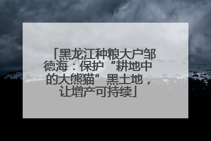 黑龙江种粮大户邹德海：保护“耕地中的大熊猫”黑土地，让增产可持续