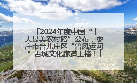 2024年度中国“十大最美农村路”公布，枣庄市台儿庄区“鲁风运河”古城文化廊道上榜！