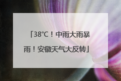 38℃！中雨大雨暴雨！安徽天气大反转