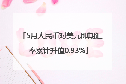 5月人民币对美元即期汇率累计升值0.93%