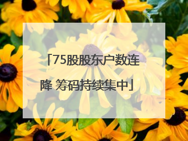 75股股东户数连降 筹码持续集中